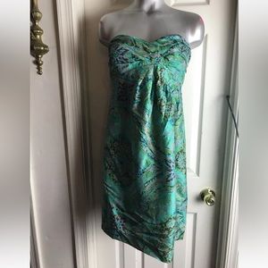 NWT J Crew Dress 100% Silk Strapless Paisley Casbah Empire Waist Mini Lined-Sz 2